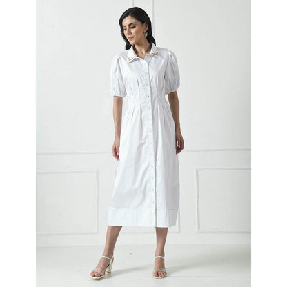 Sunanta Madaan Luxury Cotton Dress In White Colour