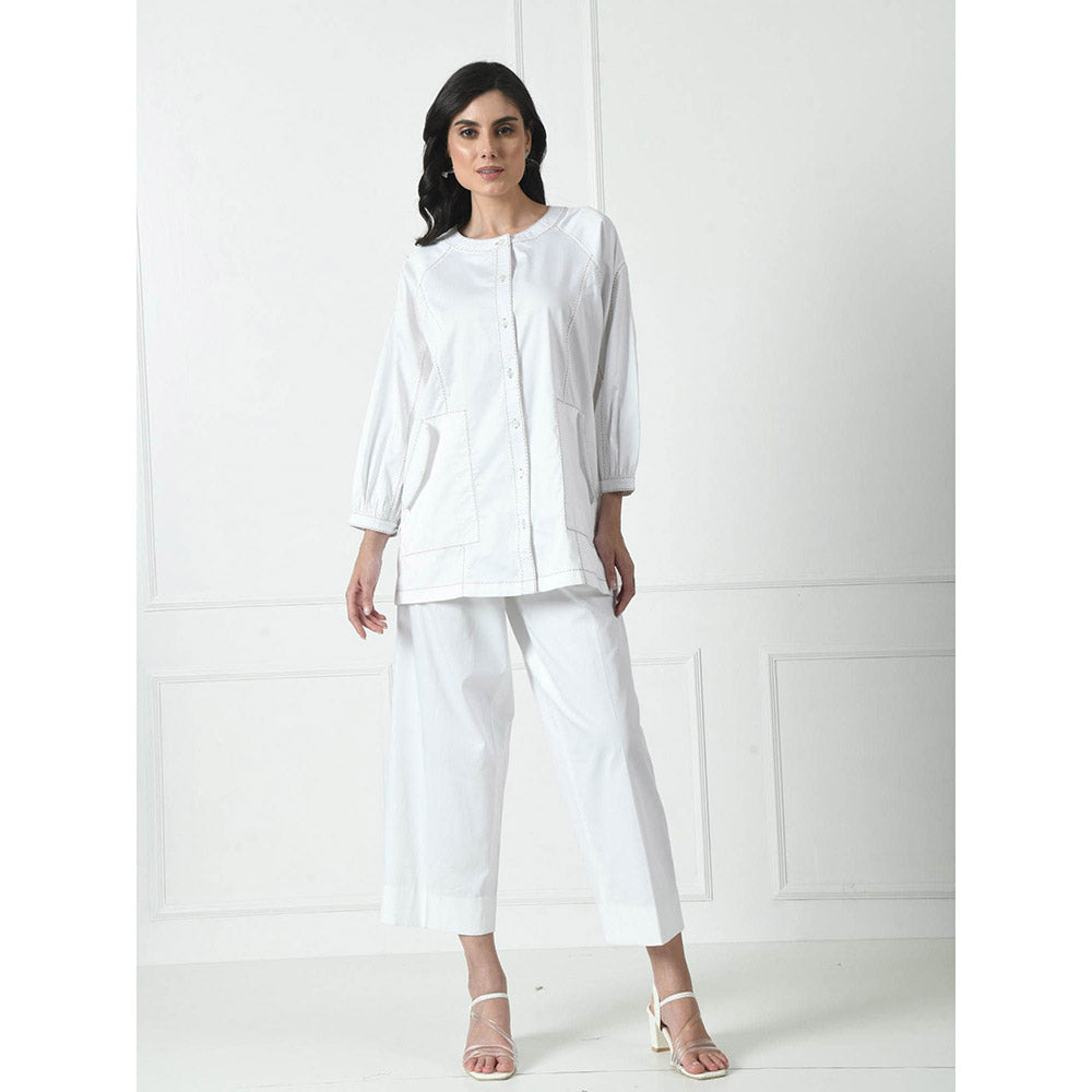 Sunanta Madaan White Premium Cotton Co-Ord (Set of 2)