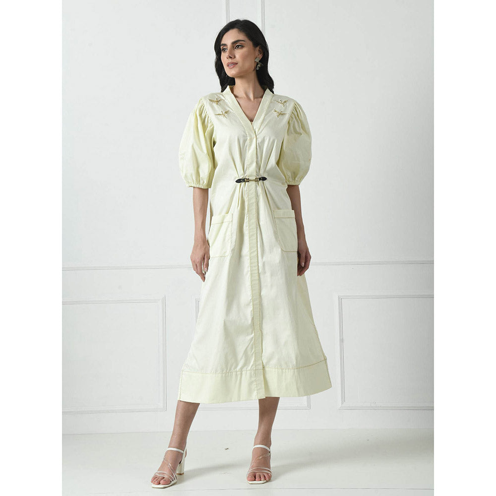 Sunanta Madaan Off White Dress with Hand Embroidery