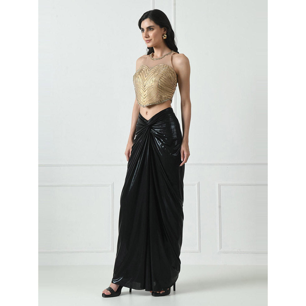 Sunanta Madaan Black Indo Western Skirt with Crop Top (Set of 2)