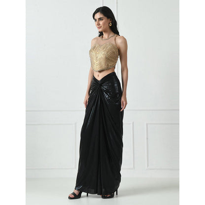 Sunanta Madaan Black Indo Western Skirt with Crop Top (Set of 2)
