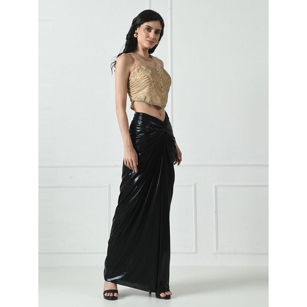Sunanta Madaan Black Indo Western Skirt with Crop Top (Set of 2)