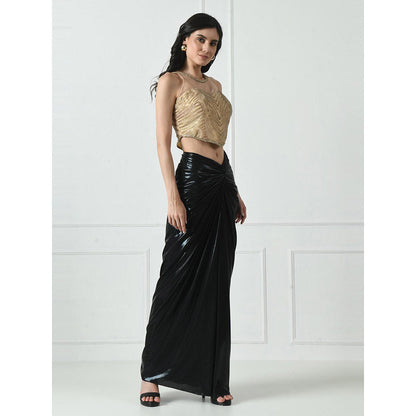 Sunanta Madaan Black Indo Western Skirt with Crop Top (Set of 2)