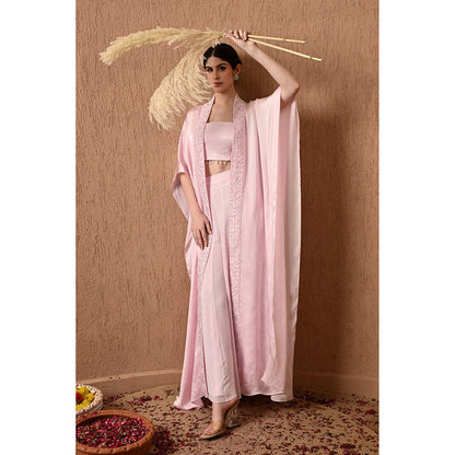 Sunanta Madaan Pink Indo Western Palazzo with Top and Cape