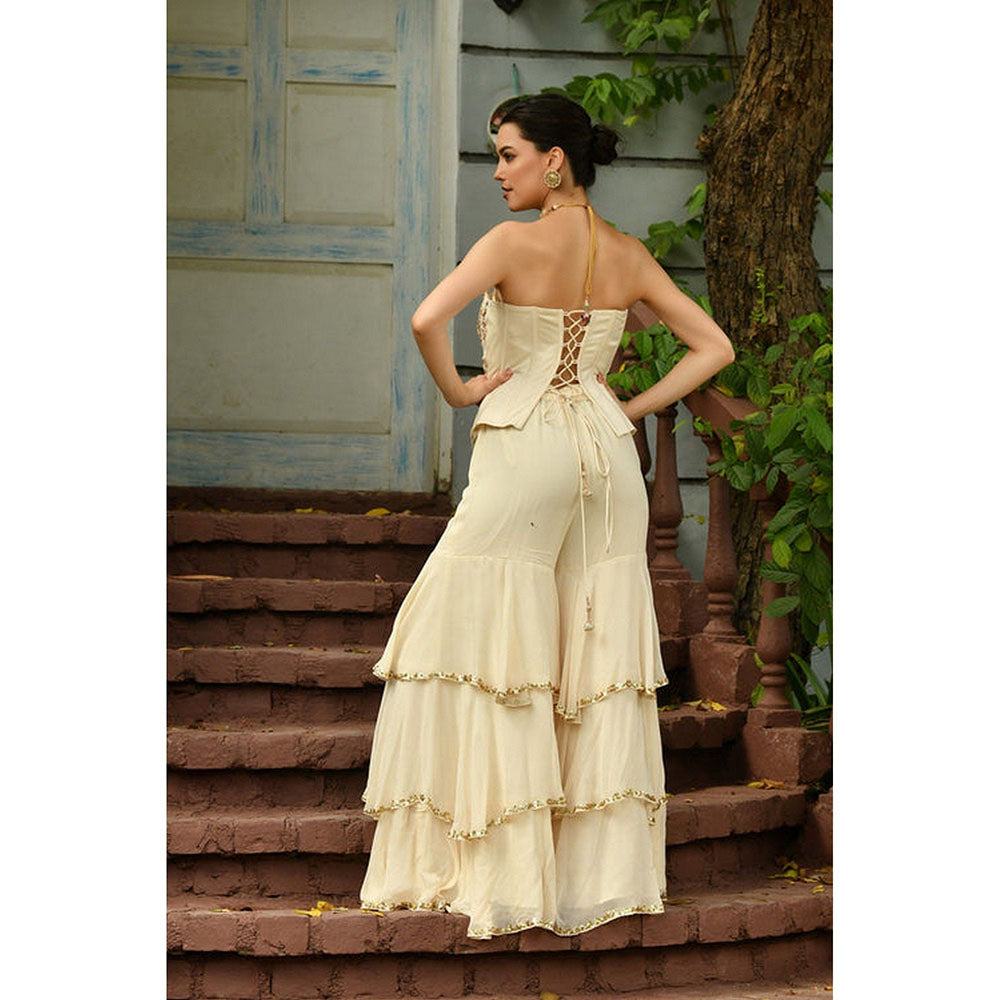 Sunanta Madaan Ivory Top with Sharara and Dupatta