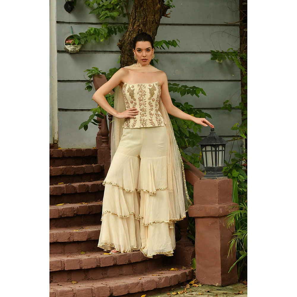 Sunanta Madaan Ivory Top with Sharara and Dupatta