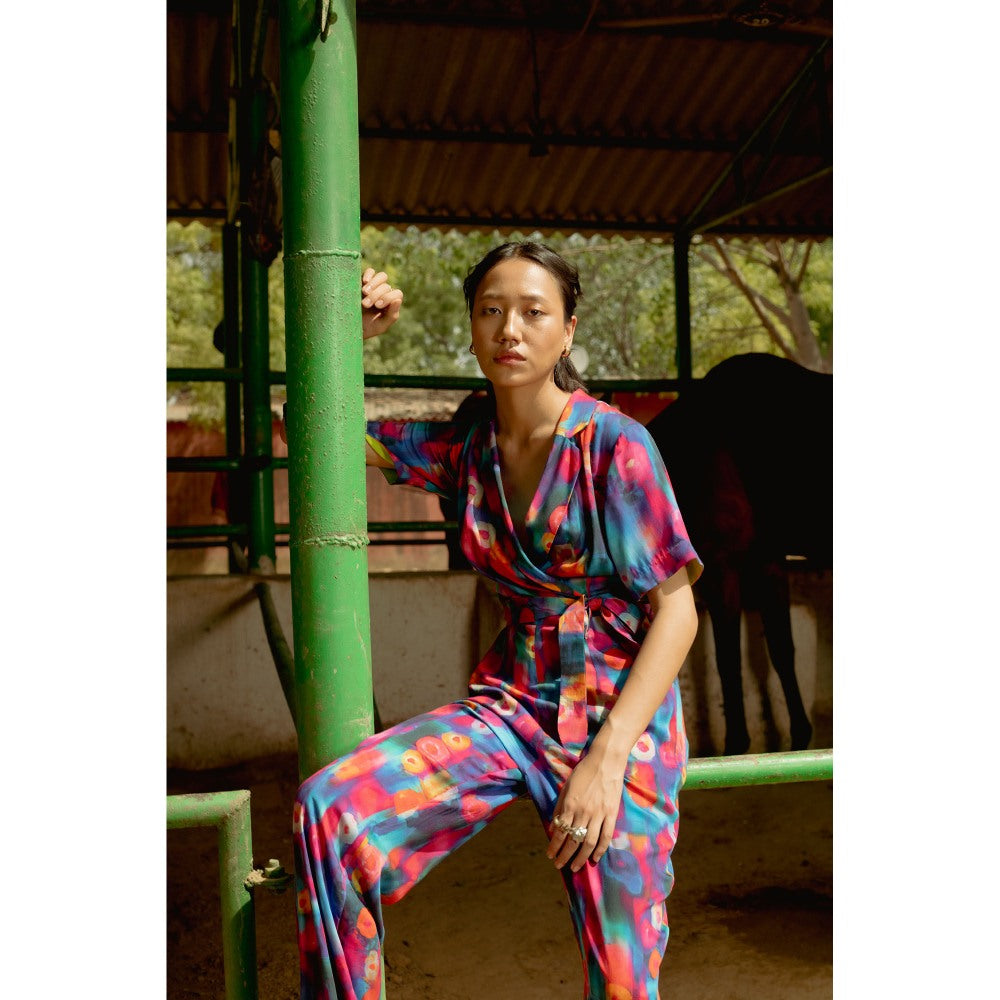 LABEL RAASA Multi-Colour Luna Jumpsuit with Belt (Set of 2)