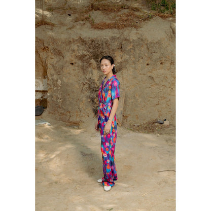 LABEL RAASA Multi-Colour Luna Jumpsuit with Belt (Set of 2)