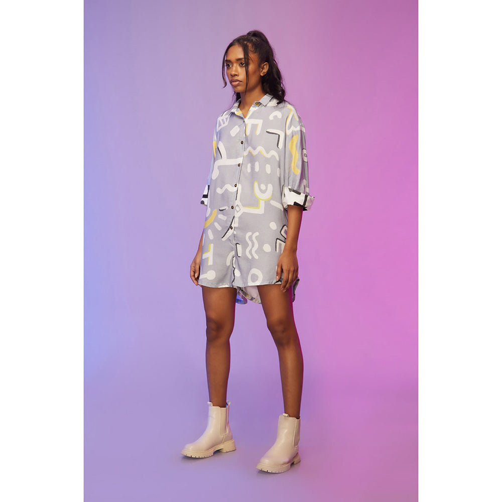 Label SOUS Grey Printed Playsuit