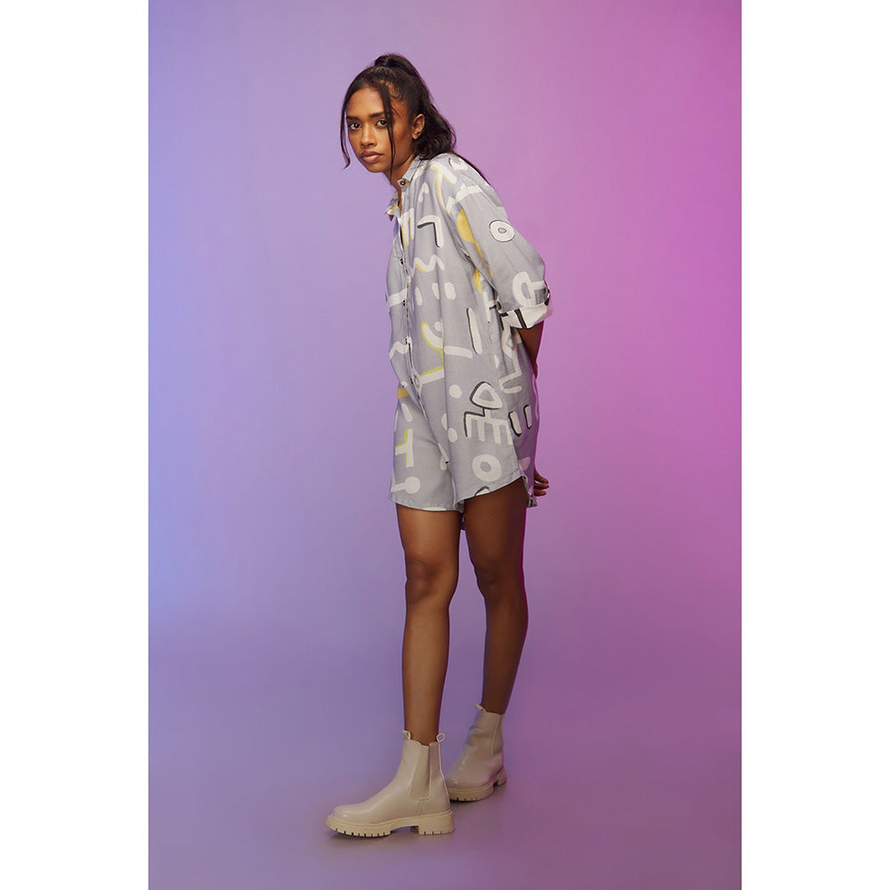 Label SOUS Grey Printed Playsuit