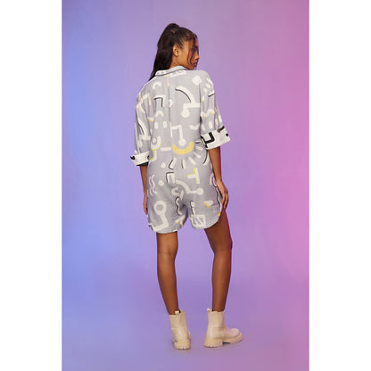 Label SOUS Grey Printed Playsuit