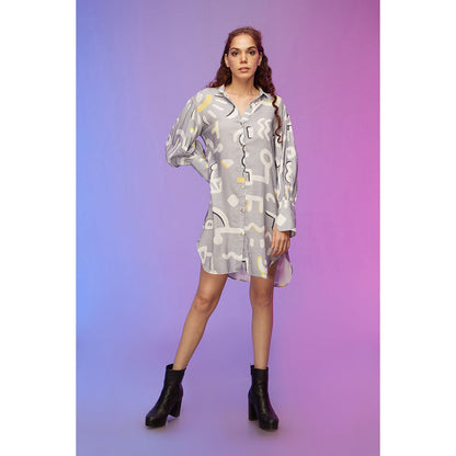 Label SOUS Grey Contemporary Cool Shirt Dress