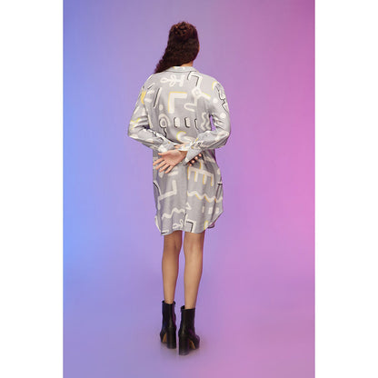 Label SOUS Grey Contemporary Cool Shirt Dress