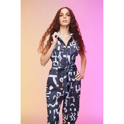 Label SOUS Blue Stellar Jumpsuit With Belt (Set of 2)