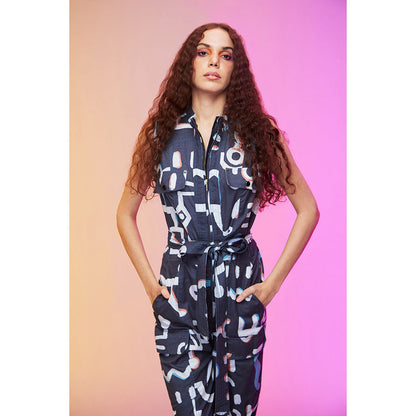 Label SOUS Blue Stellar Jumpsuit With Belt (Set of 2)