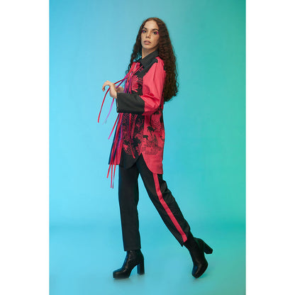 Label SOUS Black Interlaced Casual Co-Ord (Set of 2)