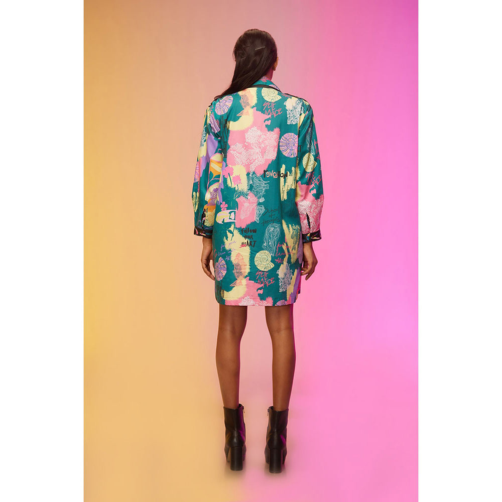 Label SOUS Green Metropolis Mosaic Dress