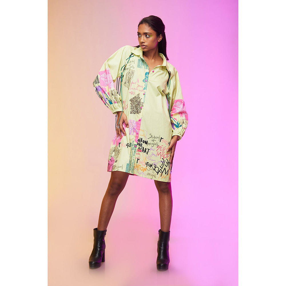 Label SOUS Yellow Street Art Dress