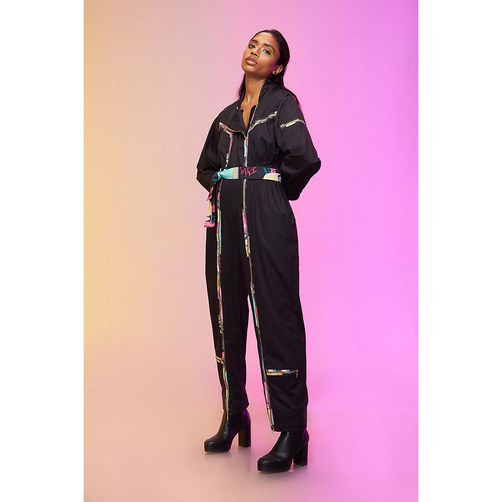 Label SOUS Black City Art Jumpsuit With Belt (Set of 2)