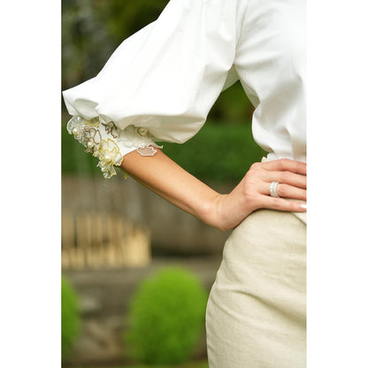LABEL RUHBAB White Premium Italian Cotton Shirt with Puffed Sleeves