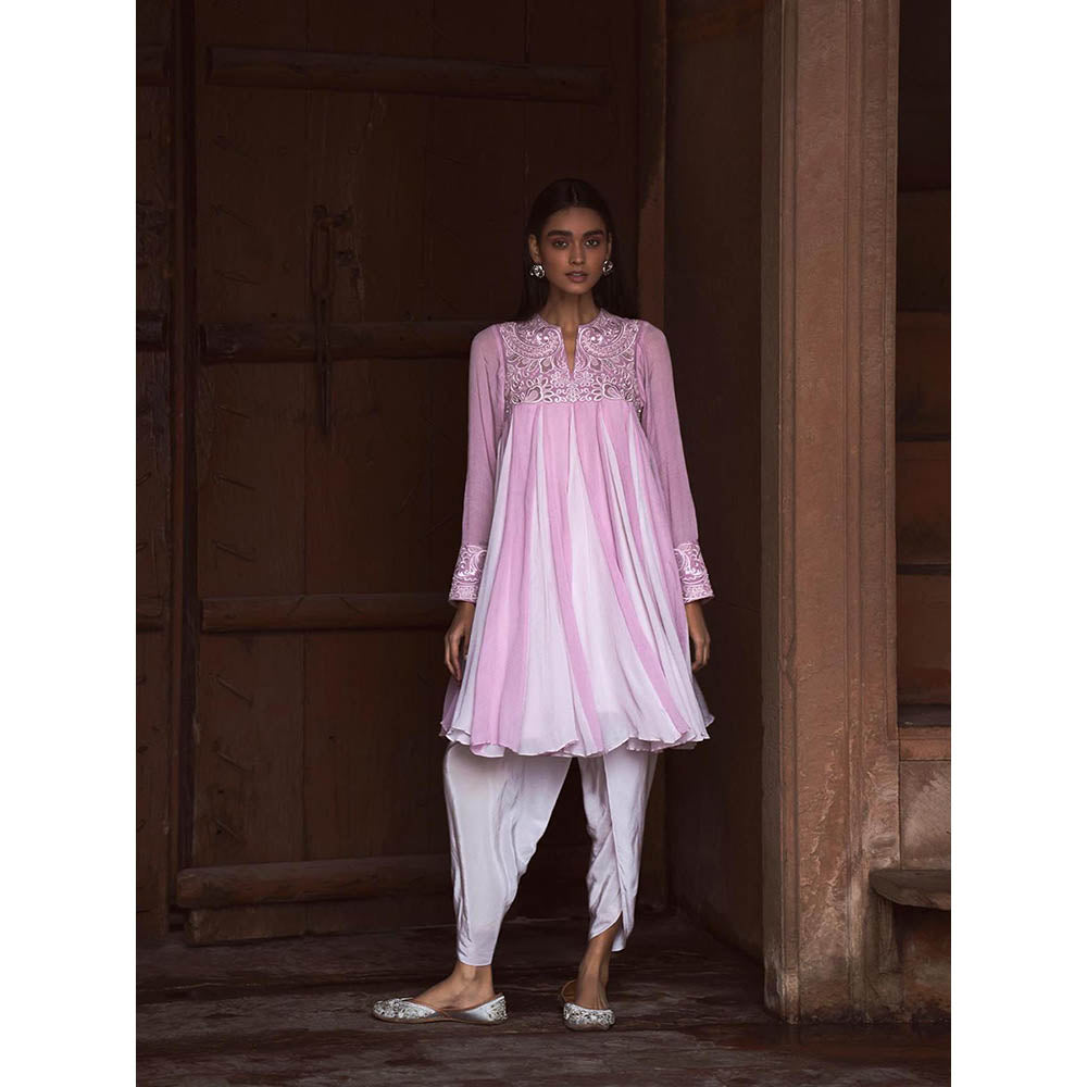 LABEL NAARITI Ziva Two-Toned Lavender Kurta with Dhoti Pant (Set of 2)