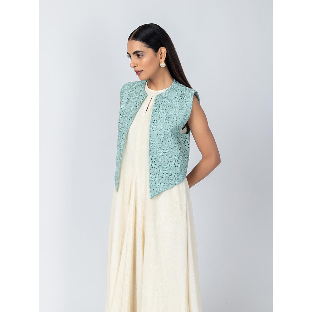 LABEL NAARITI Blue Mira Dress with Overlays (Set of 2)