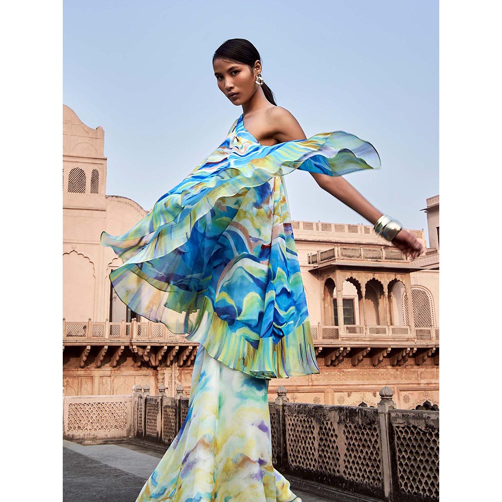 LABEL NAARITI Osheen Multi-Color Top with Sharara (Set of 2)