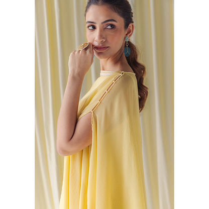 LABEL NAARITI Zerina Yellow Top with Palazzo and Slip (Set of 3)