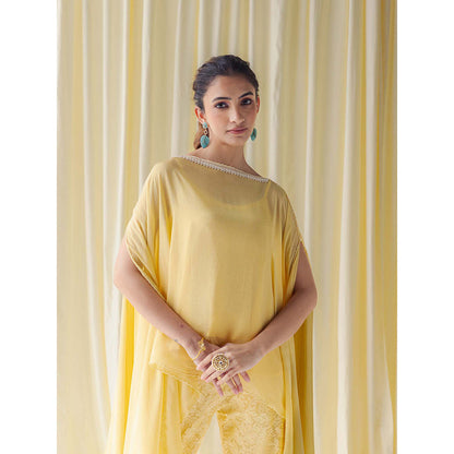 LABEL NAARITI Zerina Yellow Top with Palazzo and Slip (Set of 3)