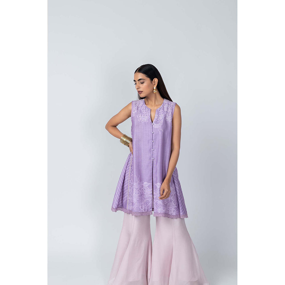 LABEL NAARITI Zara Purple Top with Sharara (Set of 2)