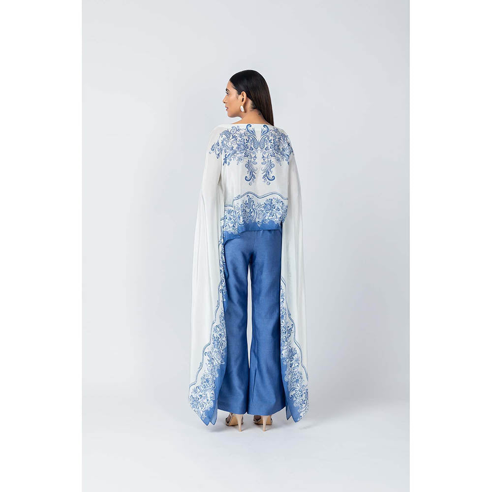 LABEL NAARITI Azure Blue Top with Pant (Set of 2)
