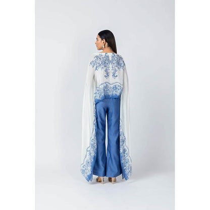LABEL NAARITI Azure Blue Top with Pant (Set of 2)