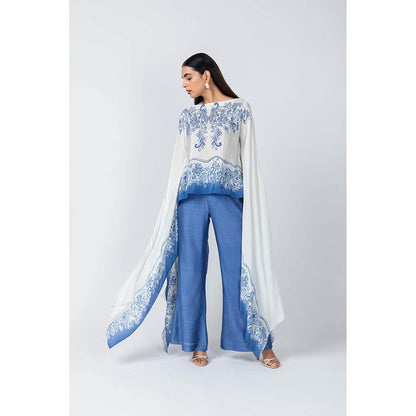 LABEL NAARITI Azure Blue Top with Pant (Set of 2)
