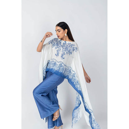 LABEL NAARITI Azure Blue Top with Pant (Set of 2)