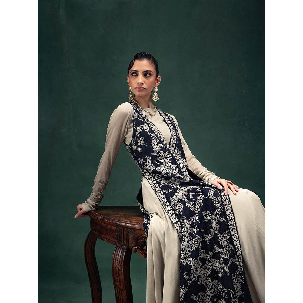 LABEL NAARITI Tehzeeb Multi-Color Gown with Jacket (Set of 2)