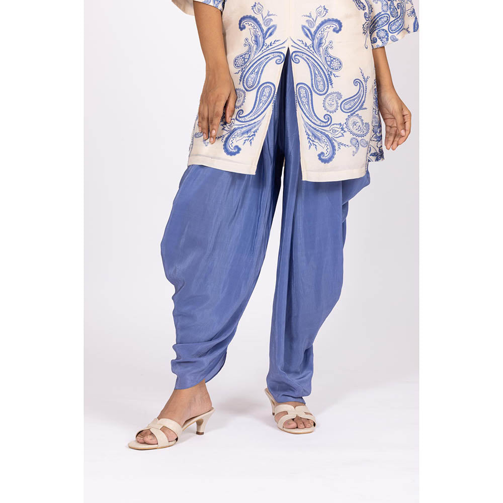 LABEL NAARITI Aza Blue Kurta with Dhoti Pant (Set of 2)