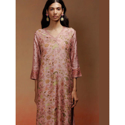 LABEL NAARITI Samia Embroidered Pink Kurta with Pant and Dupatta