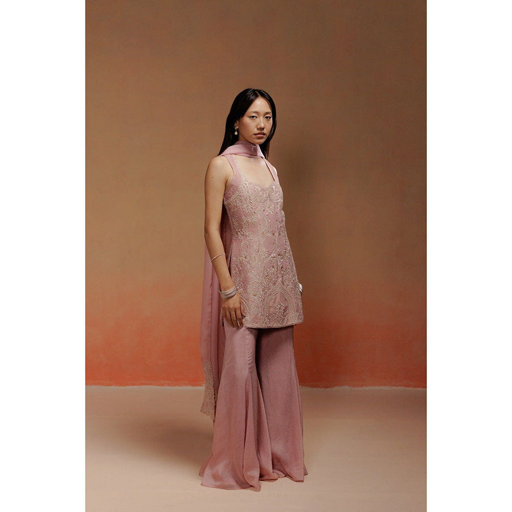 LABEL NAARITI Aalia - Pink Kurta With Sharara And Dupatta