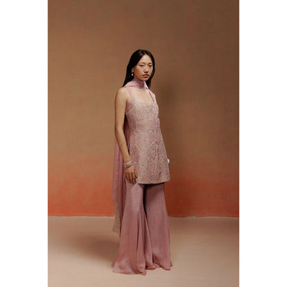 LABEL NAARITI Aalia - Pink Kurta With Sharara And Dupatta