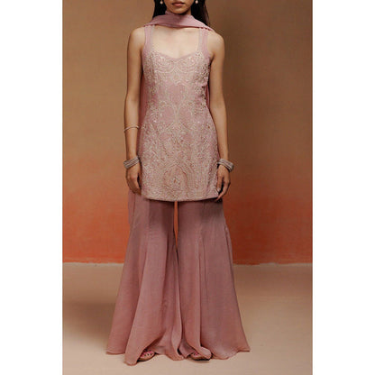 LABEL NAARITI Aalia - Pink Kurta With Sharara And Dupatta