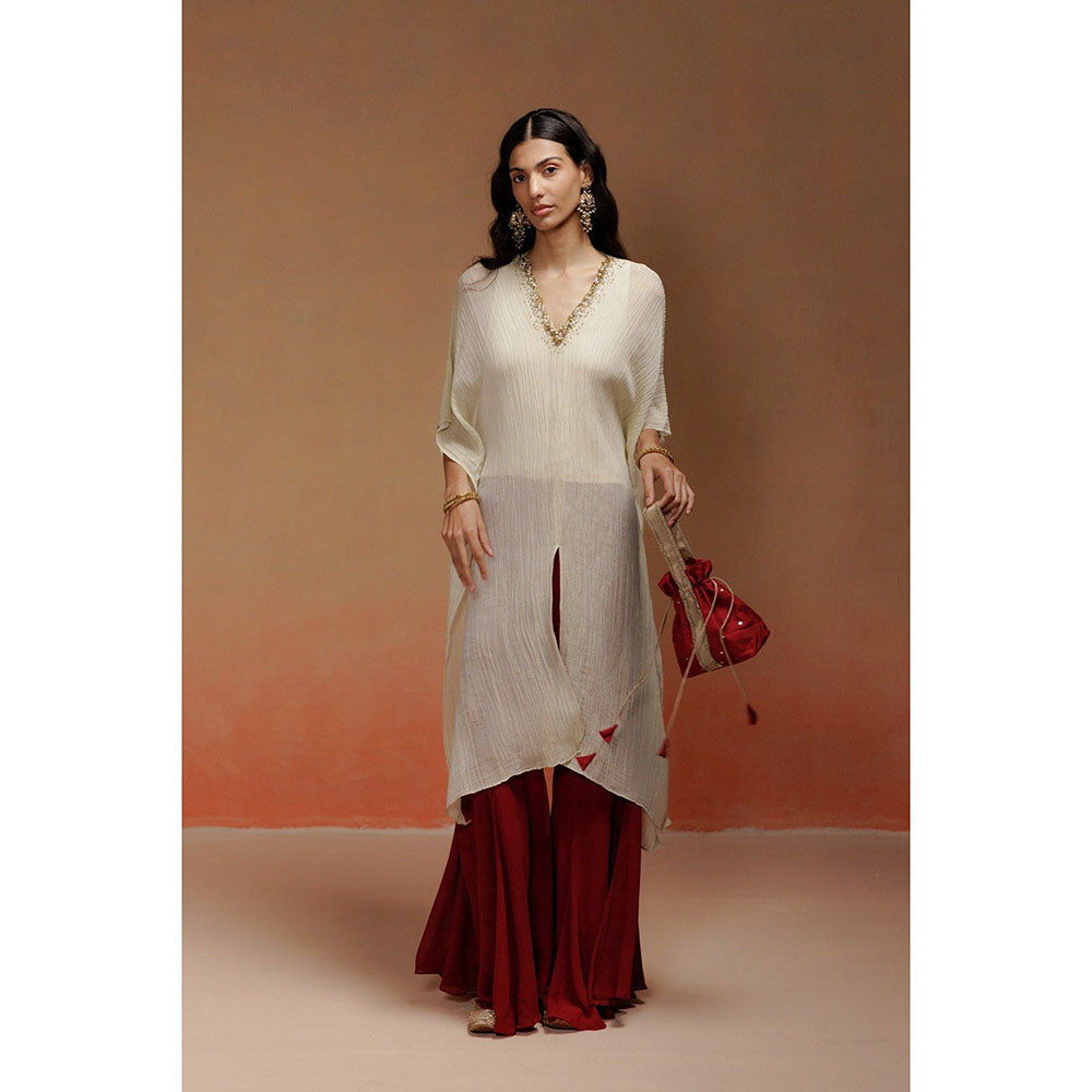 LABEL NAARITI Raza-Beige Kurta With Sharara