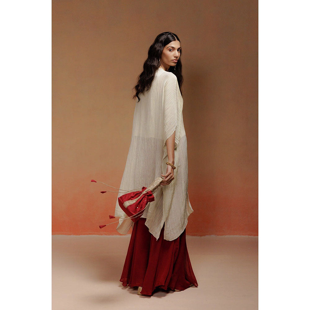 LABEL NAARITI Raza-Beige Kurta With Sharara