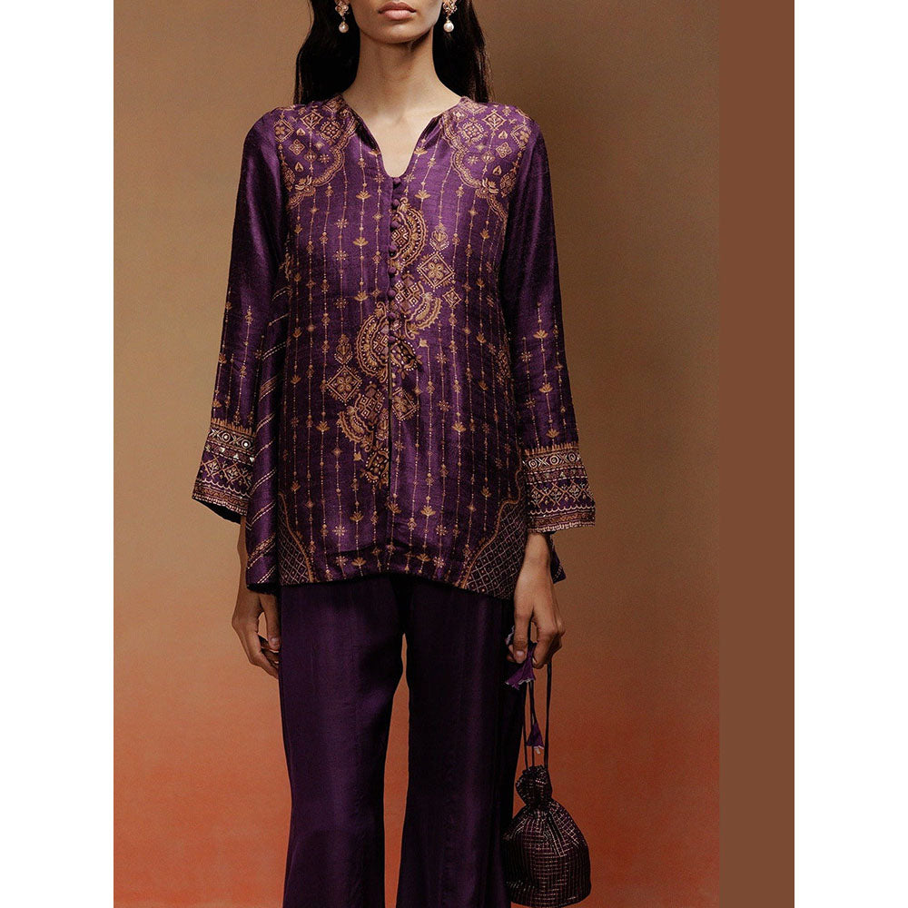 LABEL NAARITI Ashma-Purple Kurta With Sharara