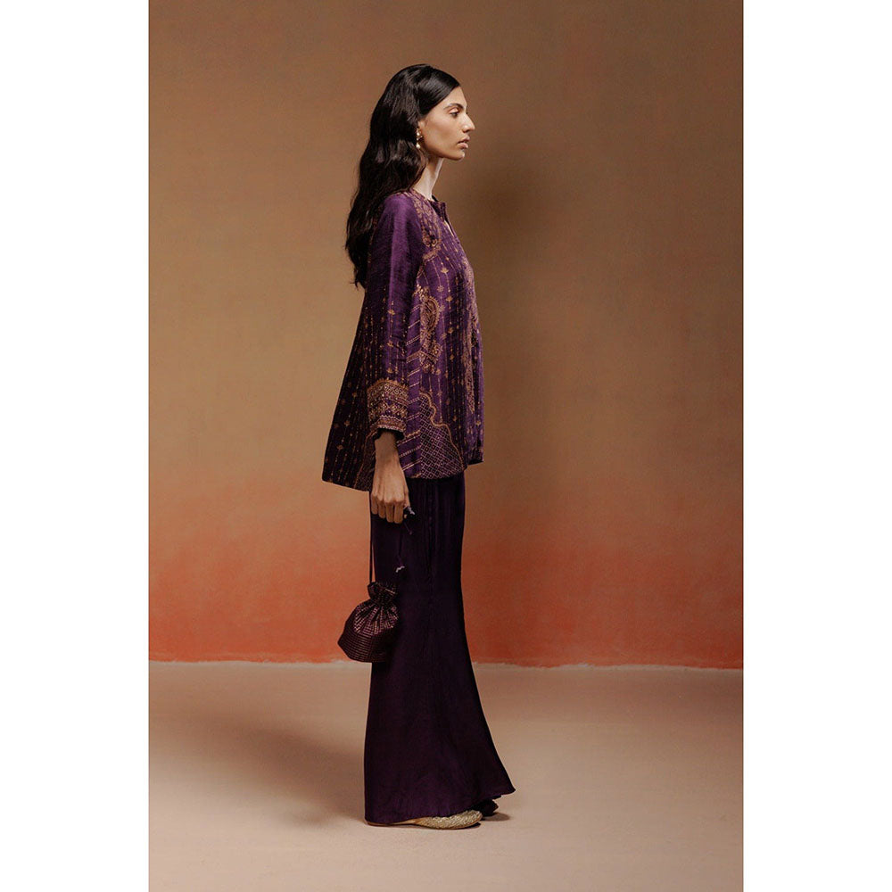 LABEL NAARITI Ashma-Purple Kurta With Sharara