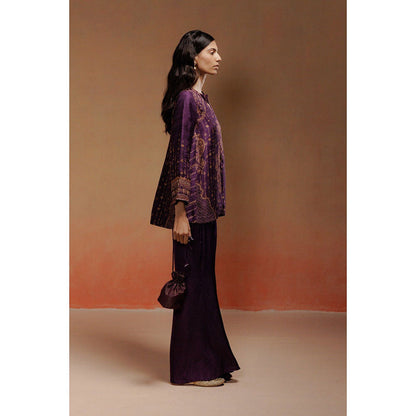LABEL NAARITI Ashma-Purple Kurta With Sharara
