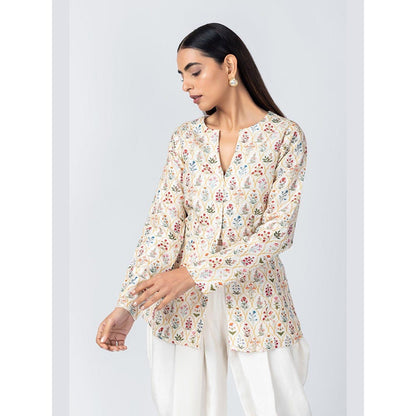 LABEL NAARITI Mirza White Jacket with Dhoti