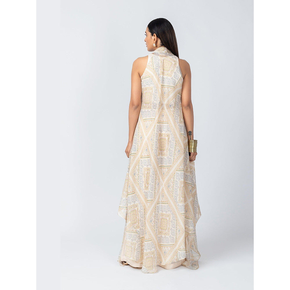 LABEL NAARITI Taara Ivory Crop Top with Palazzo and Jacket
