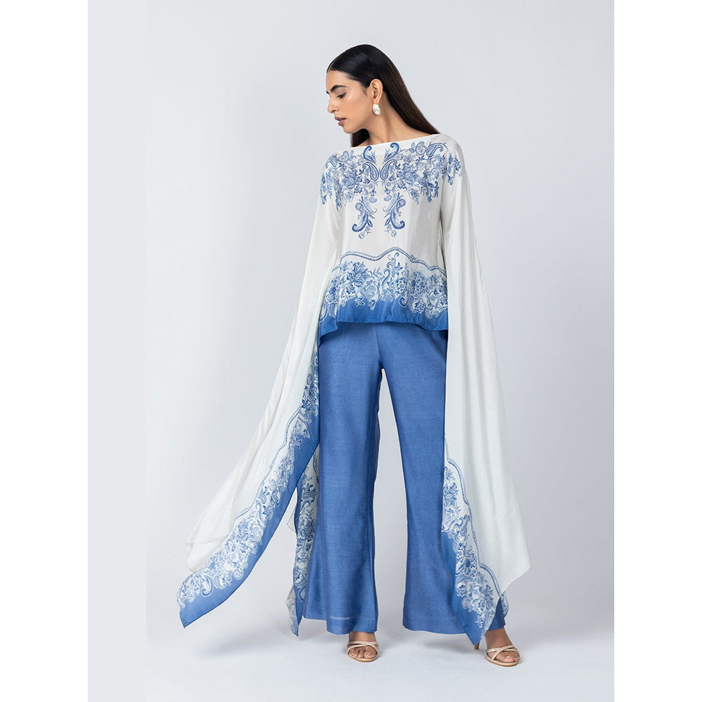 LABEL NAARITI Azure Blue Top with Palazzo