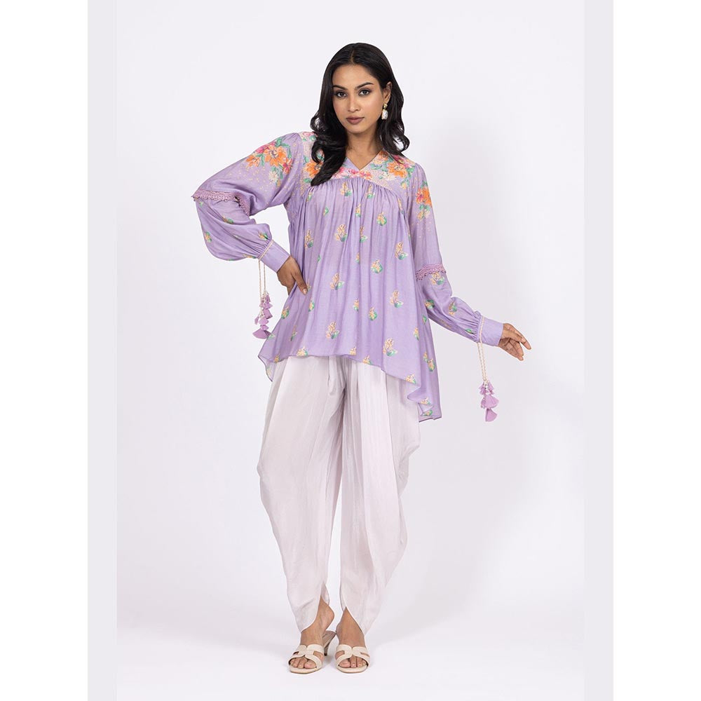 LABEL NAARITI Zoya Purple Thread Work Dhoti Sets