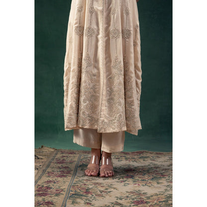 LABEL NAARITI Suhana Beige Embroidered Anarkali Sets